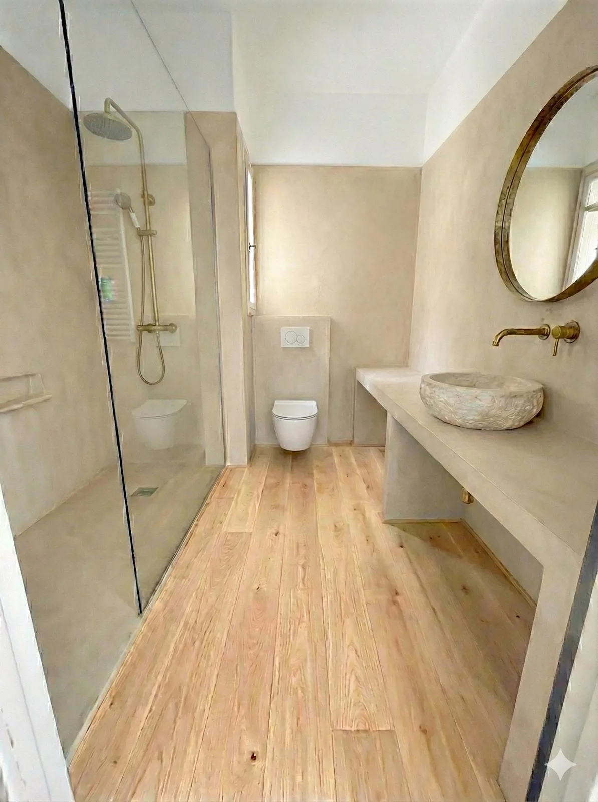 Baño Hotel S'Algaret — diseño sereno